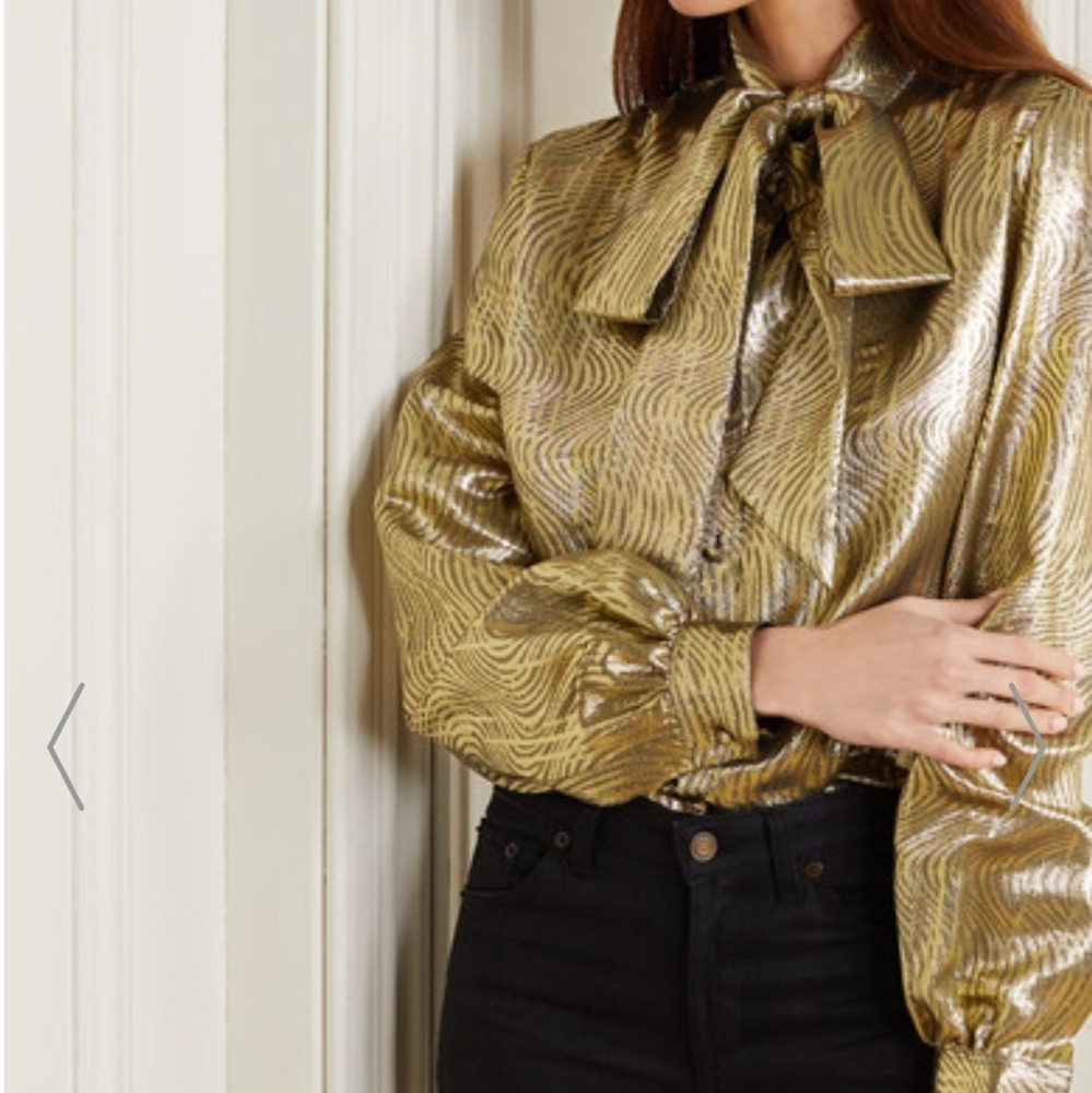 NWT - Saint Laurent Metallic Gold Blouse - Size 40 (US 8) (See item details)